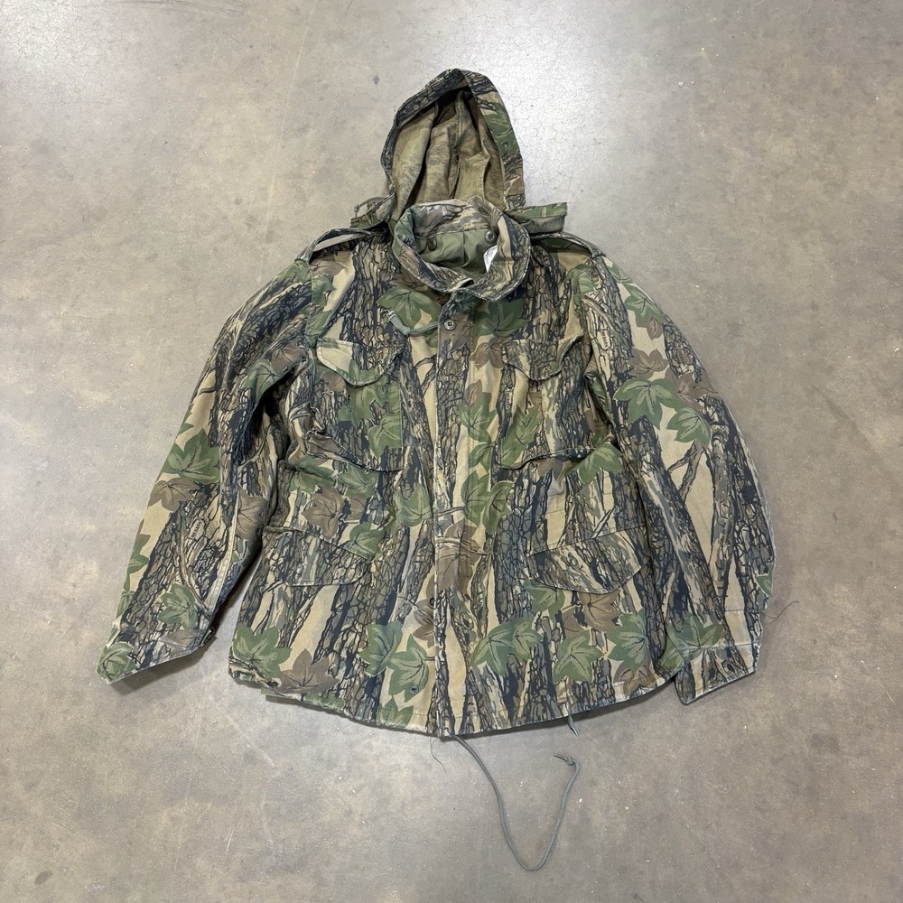 Military M-65 Trebark Camo Sz M Field Cold Weather Coat Jacket USA Golden Mfg